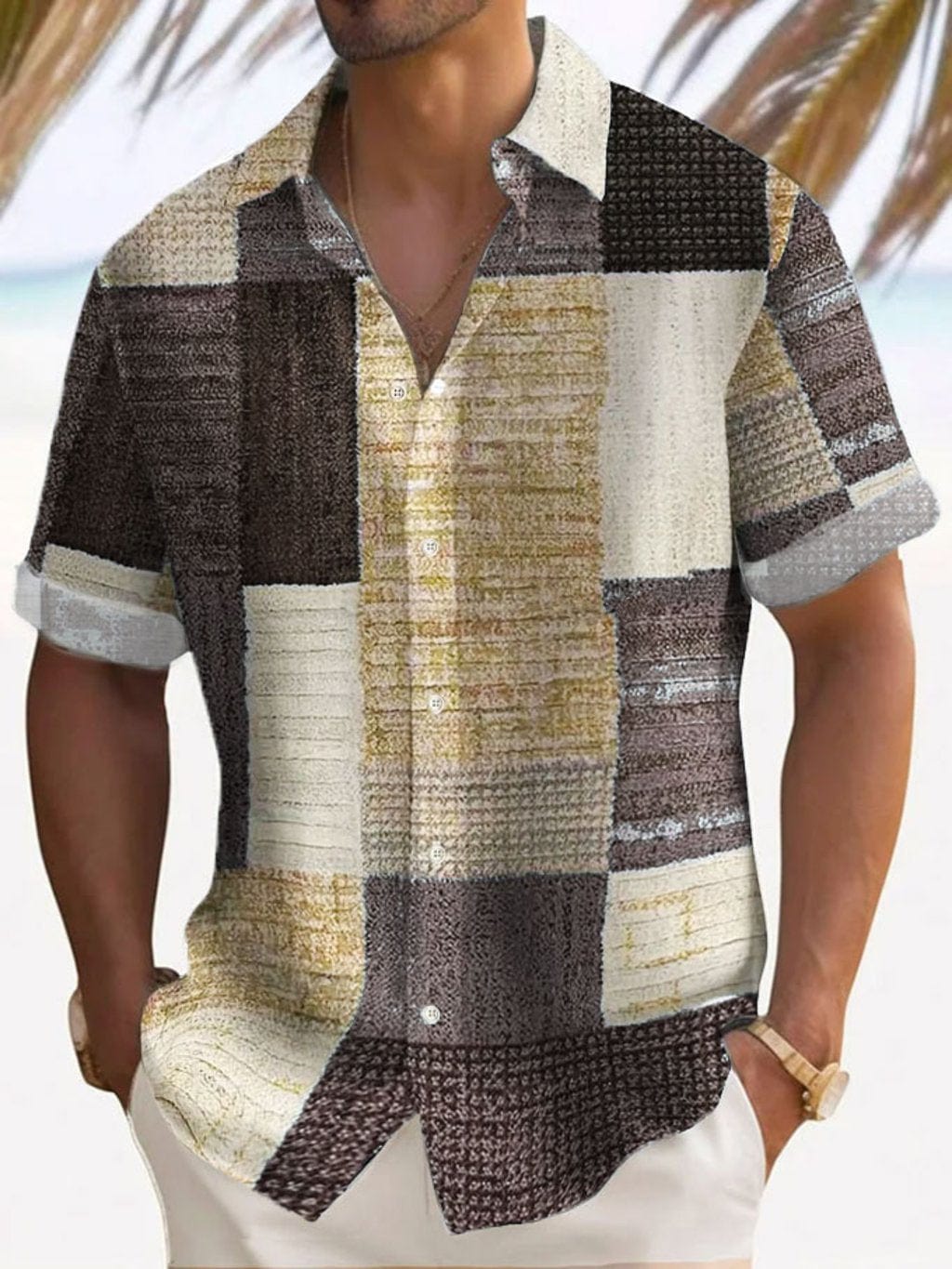 Aaron™ | Breezy Patchwork Short Sleeve Shirt