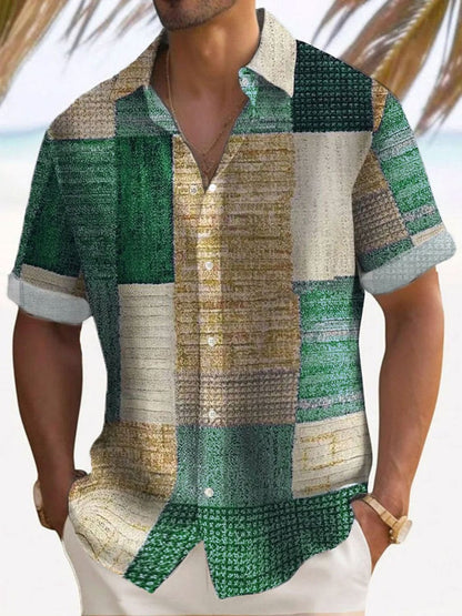 Aaron™ | Breezy Patchwork Short Sleeve Shirt